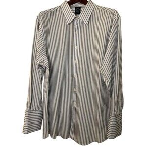 Brooks Brothers Dress Shirt Mens 17.5-32/33 Non-Iron French Cuff Striped Supima